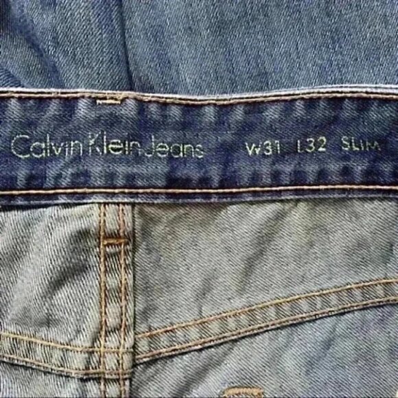 Calvin Klein Men’s Jeans Slim Fit Distressed 100% Cotton Stonewash Blue Size 31 - Picture 13 of 16